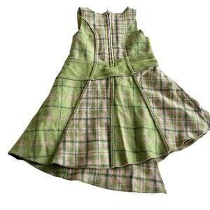 Vintage Catimini Girls Green Plaid Wool Blend Sleeveless Dress Size 3